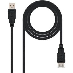 Cable USB 3.0 Tipo A Macho-Hembra 1,8M - USB carga y datos, Negro, A+