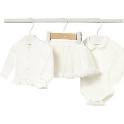 Mayoral Conjunto de bebé de 3 piezas: cárdigan, body y falda crema 68