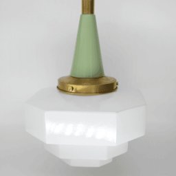 Lámpara Scala Verde Oliva Opal Blanca Brillo