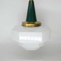 Lámpara Scala Verde Botella Opal Blanca Brillo