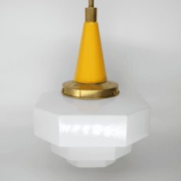 Lámpara Scala Mostaza Opal Blanca Brillo