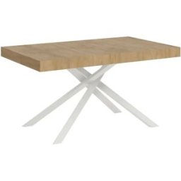 Ityhome Mesa extensible 140/224x80 cm Karida roble natural patas blancas