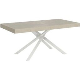 Ityhome Mesa extensible 200/304x90 cm Karida cachemira patas blancas