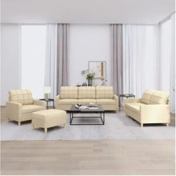 Clicnbuy Juego de sofás con cojines 4 piezas tela crema