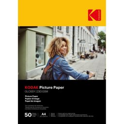 Kodak 9891267 50 Hojas Papel Fotográfico Brillante A4 230g/m2 para Impresión de Inyección de Tinta