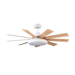 Iluminashop Vera Ventilador de Techo con Luz LED y Mando 36W Blanco/Haya Motor DC