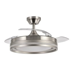 Iluminashop Ventilador de Techo con Luz LED y Mando 72W Níquel Motor DC