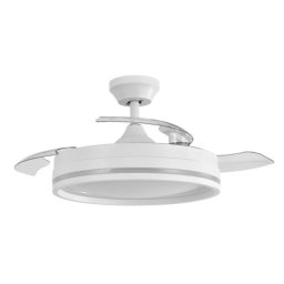 Iluminashop Ventilador de Techo con Luz LED y Mando 72W Blanco Motor DC Aspas Retráctiles