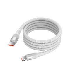 Ksix Cable De Carga Y Datos, 1m, Usb-c A Usb-c, Carga Ultrarrápida 60w, Sistema Magnético, Trenzado Resistente, Blanco