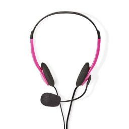 Auriculares Nedis CHST100PK con cable doble jack 3.5 mm para educación y micrófono abatible rosa