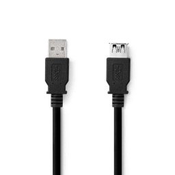 Cable USB Nedis CCGL61010BK20 2 m USB 3.2 Gen 1 Macho/Hembra Negro