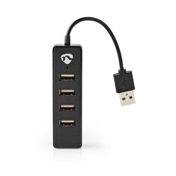 Hub Nedis 4 puertos USB 2.0 modelo UHUBU2420BK compacto Plug and Play