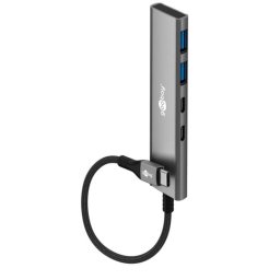 Hub Goobay 4 puertos 5000 Mbit/s modelo 76563 USB-C a 2x USB-C y 2x USB-A carcasa aluminio