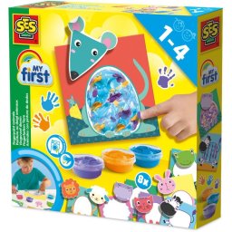 Ses Creative My First Finger Painting Animales – Kit De Pintura De Dedos Lavable Con 8 Tarjetas Y 3 Colores, Incluye Pegatinas