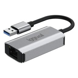 Tarjeta de Red IGGUAL Adaptador USB-A 3.0 a RJ45 Gigabit 1000 Mbit/s Plata