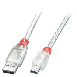 Cable USB Lindy 2 m USB A a Mini-USB B USB 2.0 Transparente