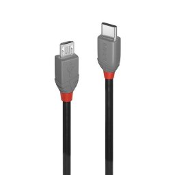 Cable USB C a Micro-USB B Lindy 3 m USB 2.0 Negro
