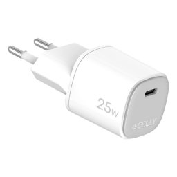 Cargador de Pared Celly UPTC 25W USB-C GaN Blanco