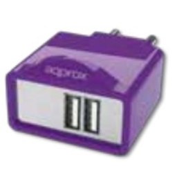Cargador de Pared Universal APPROX appUSBWALL21P 2 Puertos USB 5V/2.1A Púrpura