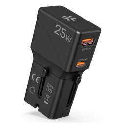 Cargador Celly MULTIPLUGSL25W Interior 25W USB-C y USB-A Negro