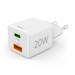 Cargador Hama 20W USB-C + USB-A 2 puertos Power Delivery Quick Charge Blanco