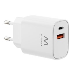Cargador Ewent EW1326 30W USB-C PD y USB-A QC 3.0 GaN Fast