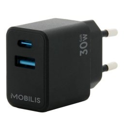 Cargador de Coche Mobilis Universal 30W USB-A y USB-C Negro