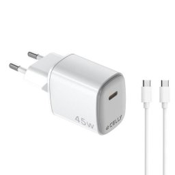 Cargador Celly UPTC1USBC45WCTC 45W USB-C GaN Interior Blanco 2 m