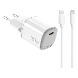 Cargador Celly UPTC1USBC20WCTL 20W USB-C con Cable Lightning