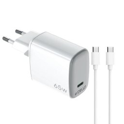 Cargador Celly UPTC 65W USB-C GaN Blanco