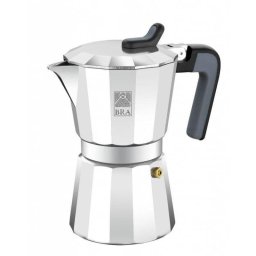 Cafetera Italiana BRA Cafetera de Luxe 2 6 Tazas Aluminio Negro Acero