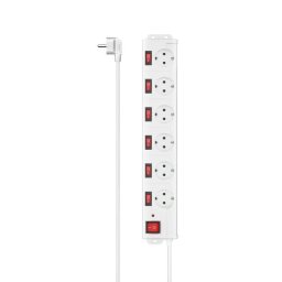 Regleta HAMA 6 Tomas con Protección Sobretensiones e Interruptores Individuales