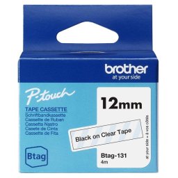 Cinta para impresora de etiquetas Brother BTAG-131 12 mm x 4 m Negro sobre transparente