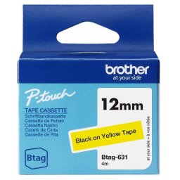Cinta para impresora de etiquetas Brother BTAG-631 negro sobre amarillo 12 mm x 4 m