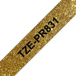 Cinta Laminada Brother TZE-PR831 Negro en Oro 1,2 cm x 8 m