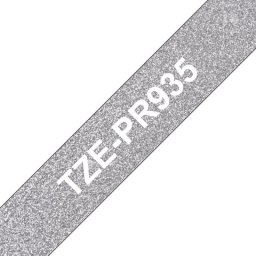 Cinta Laminada Premium Brother TZE-PR935 12mm Blanco sobre Plata