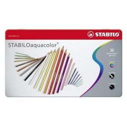 Lápices de colores STABILO Aquacolor multicolor estuche metálico 36 piezas