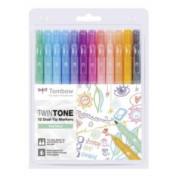 Rotuladores Tombow TwinTone Pastels 12 piezas doble punta multicolor
