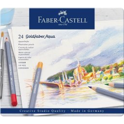 Lápices de colores acuarelables Goldfaber Aqua 24 unidades estuche de metal Faber-Castell