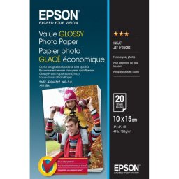 Papel Fotográfico Brillante Epson Value 10x15 cm - 20 Hojas