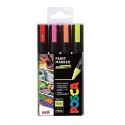 Rotulador Posca PC-5M Medio Punta Redonda Set 4 Colores Flúor
