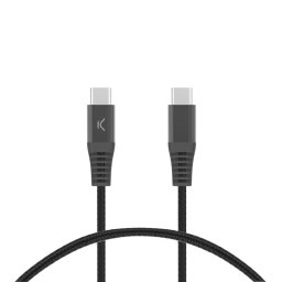 Ksix Cable de Carga Trenzado USB-C a USB-C PD Carga Ultra Rápida 60W 1m Negro