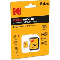 Kodak Premium Perfomance Tarjeta de Memoria MicroSDXC 64GB Clase 10 con Adaptador