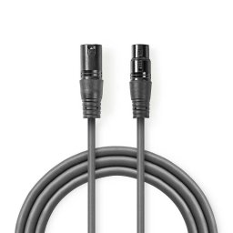 Cable de audio Nedis COTH15010GY50 XLR 3 pines 5 m gris balanceado