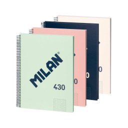 Cuadernos Milan 430 Pack 4 A4 Espiral Tapa Dura Cuadriculados 95gr