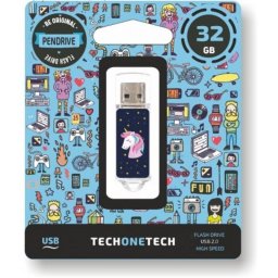Pendrive TECH ONE TECH Unicornio dream 32 GB USB tipo A 2.0 azul transparente