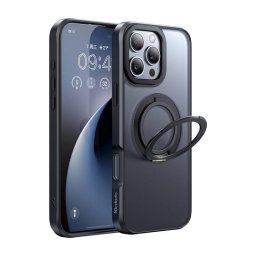Funda para móvil McDodo PC-4932 rígida con soporte y MagSafe negra para iPhone 16 Pro