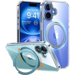 Funda para móvil Torras Ostand Pro Transparente TPU con anilla giratoria para iPhone 16 Plus