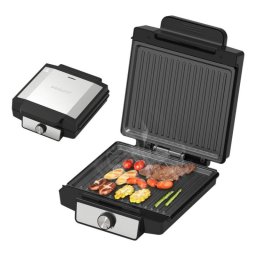 Plancha grill antiadherente 1400W doble placa con control de temperatura y luz indicadora