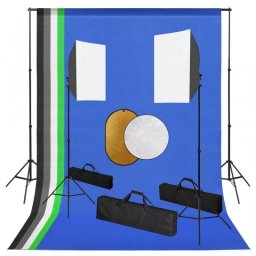 vidaXL Kit de Estudio Fotográfico con Lámparas + Fondo + Reflector